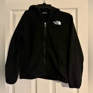 kids medium black North Face zip up hooded sweatshirt, excellent condition